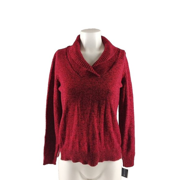 NWT Karen Scott Fall Collared Sweater XS(0-2) Red Pullover 100% Cotton - Picture 1 of 11